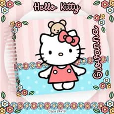 Caderno de Desenho OU Caderno Meia Pauta OU Caderno de Caligrafia Personalizado HELLO KITTY 2 com Nome - ESCOLHER