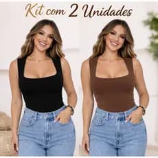 Kit com 2 BODY SUPLEX Decote Quadrado
