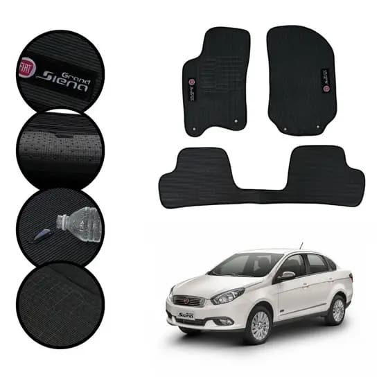 Tapete Automotivo Borracha Para Fiat Grand Siena 2012 A 2021 Bordado Velcro Emborrachado Ipermeável Forração