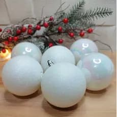 Tubo 6 bolas de natal peroladas 8cm P10389