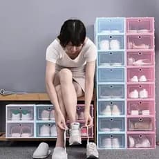 Kit Caixas Organizadoras de Sapatos Empilháveis Tampa Flip | Organize Seu Closet Fácil