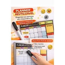 Planner de Parede Semanal Quadro Branco Organizador Agenda Reutilizável 29x40 40x60 com Caneta e Imãs
