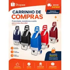 Carrinho De Compras Feira Dobravel com rodas mercado Reforçado Sacola Bolsa Diversas Cores PROMOÇÃO!