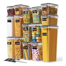 Kit 21 Potes Herméticos Empilháveis Organizador de Mantimentos Cozinha com Tampa Vedação