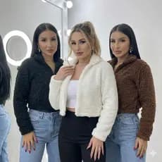 Casaco Teddy Ziper De Pelinho Jaqueta Curta Feminina Inverno Blusa Feminina Pelo Sintético Com Gola
