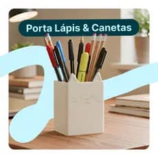 Porta Lápis Gatinho Fofo | Organizador de Mesa Minimalista 12cm Decorativo