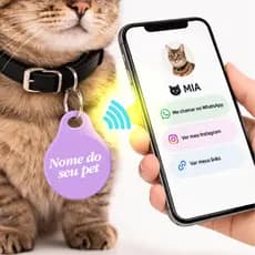 Tag NFC para Gato | Identificação Inteligente com Contato via Celular | Sem App