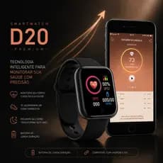 Smartwatch D20 Premium   Relógio Inteligente Corrida Fitness Bluetooth Android iPhone