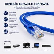 Cabo de Rede RJ45 3 Metros de extensão >  Alta Velocidade e Conexão Estável
