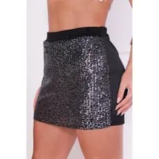 Short Saia Paetê Neoprene Brilho Feminino marron cobre pra grupo de dança e Festa de Balada