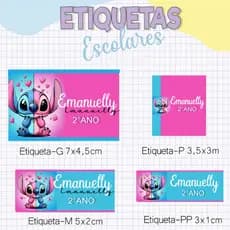 kit de Etiqueta Escolar Stitch e Angel, etiqueta escolar Stitch e Angel, etiqueta pesonalizada stitch e Angel.