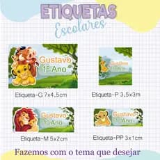 kit de etiqueta escolar Rei leão, etiqueta escolar Rei leão, etiqueta escolar tema rei leão.