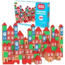 Blocos para Montar Brincando de Engenheiro 200 Peças Brinquedos Educativos Montar Infantil