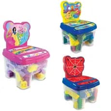 Kit Cadeira Infantil Blocos de Montar 48 Peças Princesas Dinossauro Peças Grandes Educativo GGB