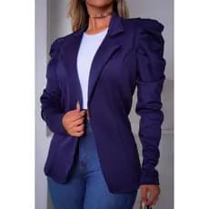 Blazer Alfaiataria Feminino Manga Bufante Moda Blogueira Elegante Casual