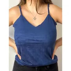 Regata Suede Blusa Feminina Alça Regulável Moda Blogueira