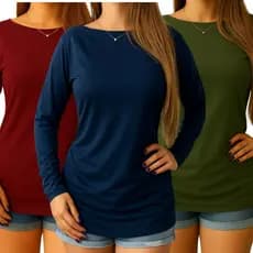 Kit 3 Blusa Blusinha Feminina Manga Longa Long Vest Legging Viscolycra Longa Tapa Bumbum Soltinha Várias Cores