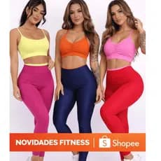 Conjunto Fitness Feminino Cintura Alta Não Transparente Academia Fitness Treino