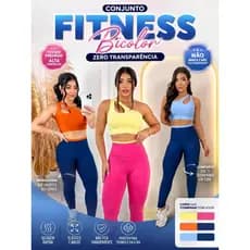 Conjunto calça e short top Fitness Feminino Bicolor Suplex Premium Cintura Alta Zero Transparência Academia