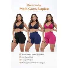 Bermuda Meia Coxa Suplex Academia Treino Fitness