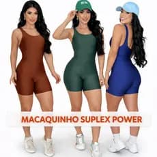 Macaquinho Suplex Power Fitness Feminino Não Transparente Academia Fitness Treino