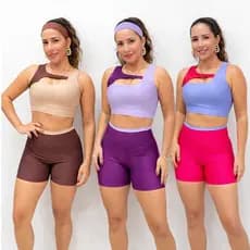 Conjunto Fitness Feminino Bicolor Suplex Cintura Alta Não Transparente Academia Fitness Treino