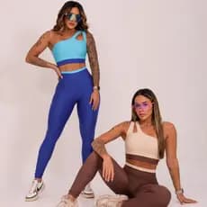 Conjunto Fitness Feminino Bicolor Suplex Cintura Alta Não Transparente Roupa de Academia e Treino