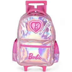 Mochila de Rodinha e Costas Barbie Coracao Pink Luxcel