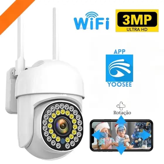 Câmera De Segurança Wi-Fi Externa Á Prova D'água Full HD Yoosee Gira 360°