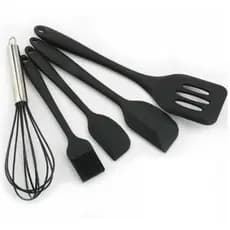 Kit 5 Peças Utensílios de Cozinha Silicone Colher Espátula Fue Espátula Pequena Pincel