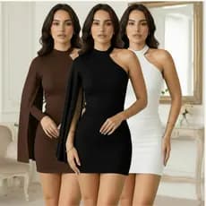 Vestido Curto Manga Nula Virginia Moda Gringa Elegante Suplex