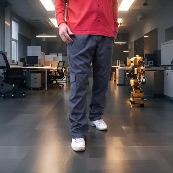 CALÇA EM BRIM LEVE COM CINTURA DE ELASTICO, BOLSO CARGO CONFORTAVEL IDEAL PARA TRABALHO