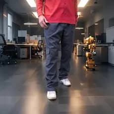 CALÇA EM BRIM LEVE COM CINTURA DE ELASTICO, BOLSO CARGO CONFORTAVEL IDEAL PARA TRABALHO