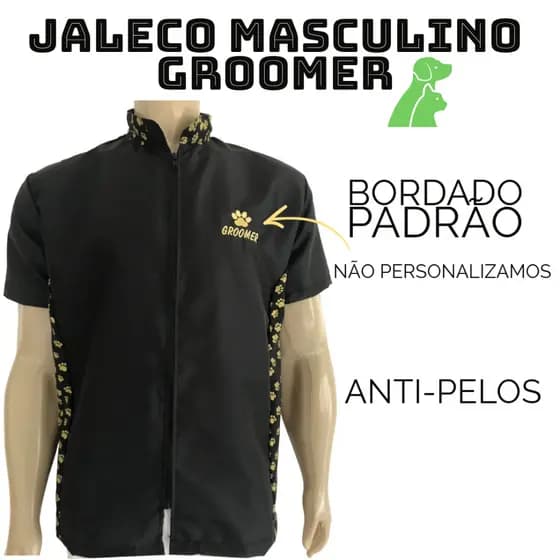 Jaleco de Tosa Masculino Anti Pelos Jaleco Tosador Bordado GROOMER