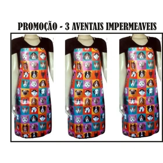 AVENTAL IMPERMEAVEL ESTAMPA DOG KIT COM 3 PROMOÇÃO
