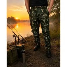 Calça Tática Militar Camuflada Rip Stop com Cintura Meio Elastico botão e ziper
