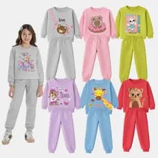 Kit Sortido 4 Peças 2 Casacos Moletom Careca + 2 Calças Infantil Feminino/Menina 2 Conjuntos 1 ao 14