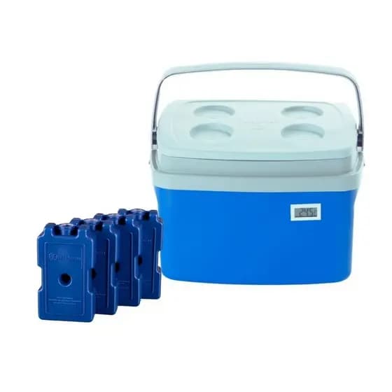 Caixa Térmica 12 Litros Cooler Termômetro Digital 4 Placas de Gelo Reutilizável 400 ml transporte de vacina alimento