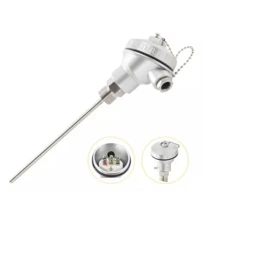 Sensor Termoresistência Pt100 6x200 Mm (20 Cm) Cabeçote pequeno haste inox até 300 C 1/2 bsp temperatura Industria