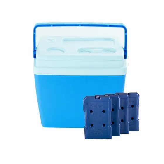 Caixa Térmica 28 Litros EPS Cooler 4 Placas Gelo Reutilizável 400 ml Transporte vacina medicamentos alimentos bebidas