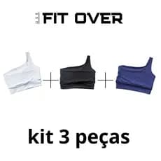 kit 3 tops fitness um ombro só duplo academia casual fitover