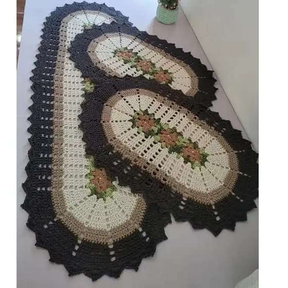 jogo de cozinha de crochê