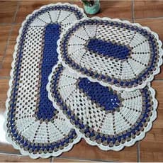 jogo de cozinha de crochê com três pcs