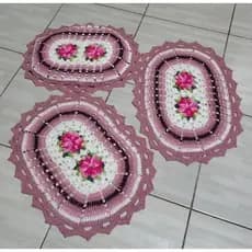 jogo de banheiro em crochê com 3 pcs