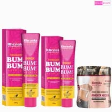 Kit 2 Firmador Bum Bum + 1 Creme para Massagem Pimenta Negra - Rhenuks