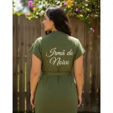 Robe Verde Oliva Bordado Casamento Tecido Luxo Sem Brilho