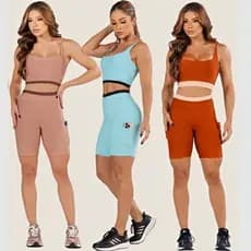 Conjunto Fitness Top + Short Com Bolsos laterais - Roupa de Academia Feminina - Treino e Corrida