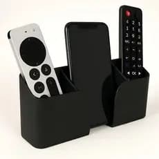 Suporte De Parede Porta 3 Controles Remoto Celular Ar E Tv Preto e Branco