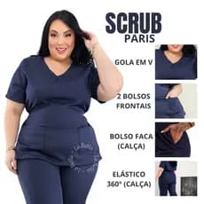 Conjunto de Pijama Cirúrgico Scrub Gabardine Plus Size Tamanho Grande PH
