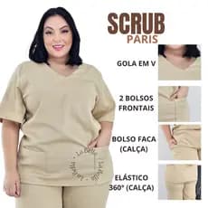 Pijama Unissex Cirúrgico Plus Size Feminino Hospitalar Gabardine PH